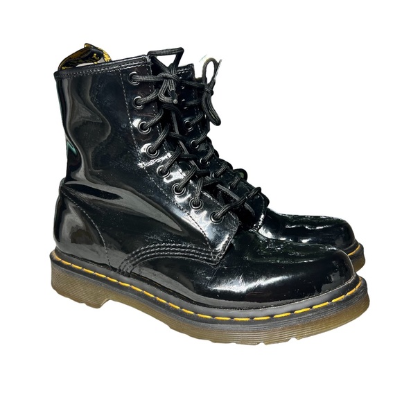 Dr. Martens Black Patent Leather 1460 Lace Up Boots 9 - Picture 2 of 8